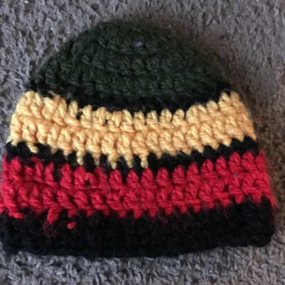 [Hand Knit] Rasta Color Beanie; Size M - Picture 2 of 2